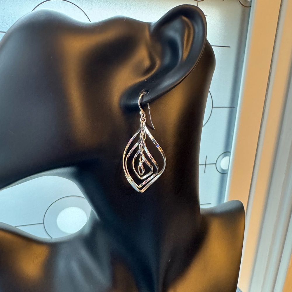 Sterling-Tone Twisted Teardrop Dangle Earrings - Silver